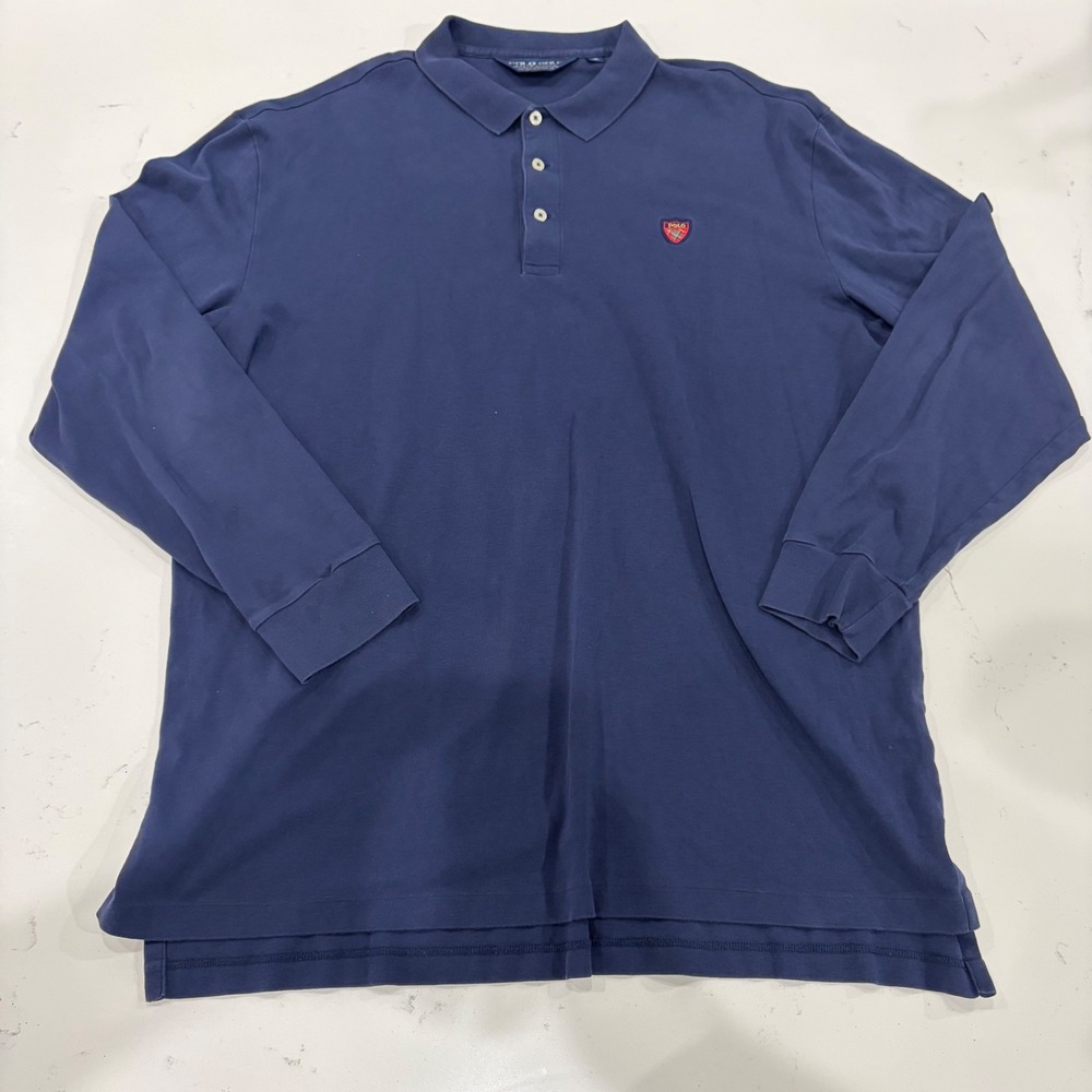 Polo Golf Ralph Lauren Navy Blue Pima Cotton Long Sleeve Polo Shirt Mens XL